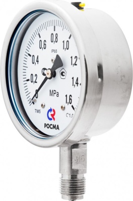 Манометр, Тип ТМ серия 21, коррозионностойкий виброустойчивый, подключение снизу, Росма В Барнауле